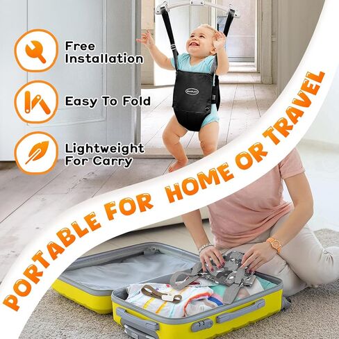 Baby Doorway Jumpers, Sturdy Johnny Jumper Adjustable 10.8"-23.6" Strap, Soft Baby Seat Bag, Protable Doorway Jumper for Baby in Saudi Arabia