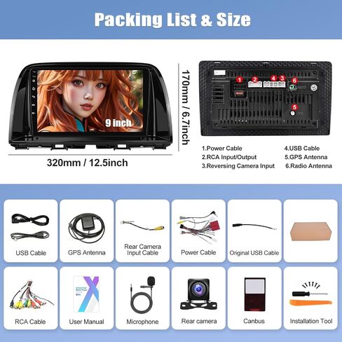 2G+64G Car Radio Stereo for Mazda CX5 CX-5 2013-2016 with Wireless CarPlay Android Auto 9" Android 13 Car Stereo Touch Screen Radio with GPS Navigation Bluetooth AHD Backup Camera Head Unit (High-End) in Saudi Arabia