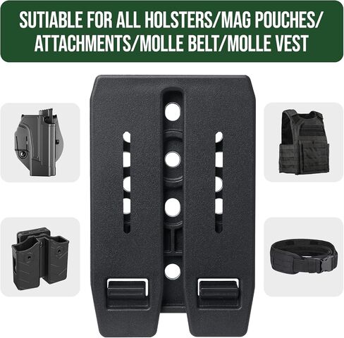2Pack MOLLE Adapter-Polymer Modular Panel Tactical Gear Attachment Clip for Holsters/Belt/Vest/Mag Pouches, Black in Saudi Arabia