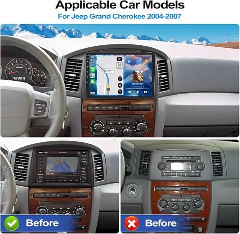 2G+64G Android 13 راديو السيارة ستيريو لسيارة جيب جراند شيروكي 2004 2005 2006 2007 مع Carplay اللاسلكي Android Auto 10.1 بوصة شاشة تعمل باللمس ستيريو السيارة مع بلوتوث HiFi GPS Navigation WiFi FM كاميرا احتياطية in Saudi Arabia