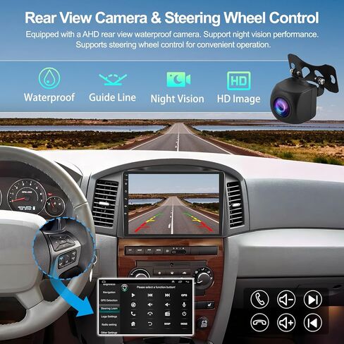 2G+64G Android 13 راديو السيارة ستيريو لسيارة جيب جراند شيروكي 2004 2005 2006 2007 مع Carplay اللاسلكي Android Auto 10.1 بوصة شاشة تعمل باللمس ستيريو السيارة مع بلوتوث HiFi GPS Navigation WiFi FM كاميرا احتياطية in Saudi Arabia