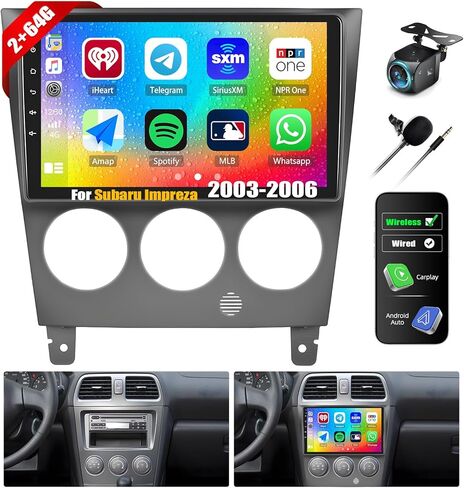 ستيريو سيارة 2+64G Android 13 لسيارة Subaru Impreza 2003-2006 مع CarPlay Android Auto وراديو بشاشة لمس IPS مقاس 9 بوصة مع WiFi GPS Mirror Link FM RDS Bluetooth SWC EQ + كاميرا احتياطية in Saudi Arabia