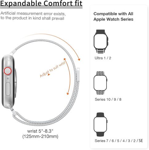 MARGE PLUS Slim Milanese Magnetic Loop Compatible with Apple Watch Bands | 16mm women thin Steel Mesh Strap for iWatch Series 11 10 9 8 7 6 5 4 SE 3 2 1, 42/40/41/38mm, fit daily, work, and parties in Saudi Arabia