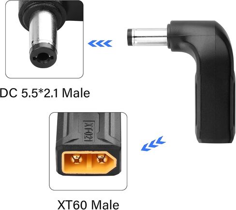 SinLoon 2 Pack XT60 to DC5521 Adapter 90 Degree XT60 Male to DC 5.5mm X 2.1mm Male Wireless for TS100 Soldering Iron, FPV Monitor Power,Drone (XT-021) in Saudi Arabia