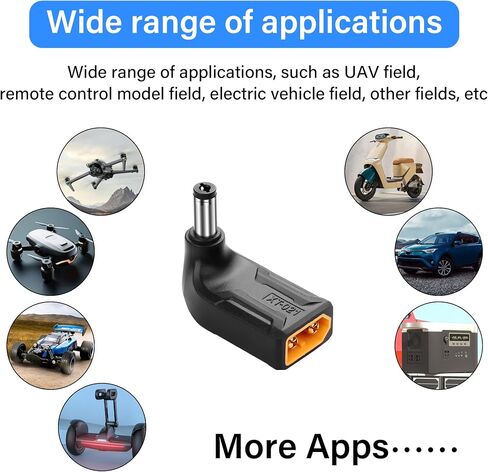 SinLoon 2 Pack XT60 to DC5521 Adapter 90 Degree XT60 Male to DC 5.5mm X 2.1mm Male Wireless for TS100 Soldering Iron, FPV Monitor Power,Drone (XT-021) in Saudi Arabia