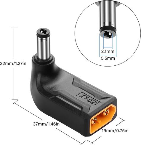 SinLoon 2 Pack XT60 to DC5521 Adapter 90 Degree XT60 Male to DC 5.5mm X 2.1mm Male Wireless for TS100 Soldering Iron, FPV Monitor Power,Drone (XT-021) in Saudi Arabia