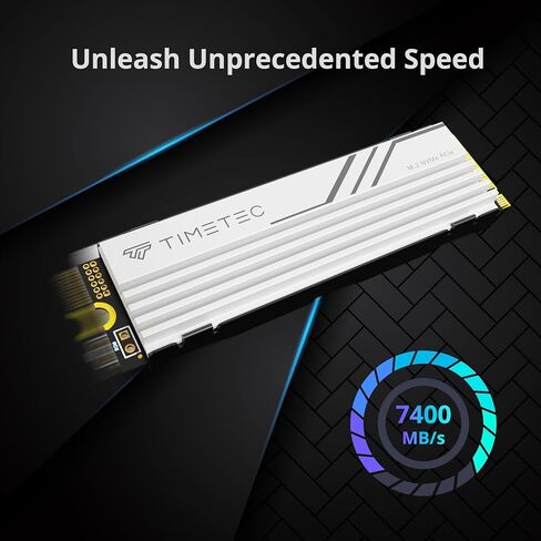 Timetec 2TB PCIe 4.0 White Heatsink Gaming SSD NVMe Phison E27T PCIe Gen4x4 M.2 2280 3D NAND TLC SLC Cache Read/Write Speed Up to 7,400/6,400 MB/s Internal Solid State Drive for PS5, PC Desktop in Saudi Arabia