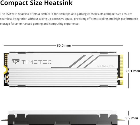 Timetec 2TB PCIe 4.0 White Heatsink Gaming SSD NVMe Phison E27T PCIe Gen4x4 M.2 2280 3D NAND TLC SLC Cache Read/Write Speed Up to 7,400/6,400 MB/s Internal Solid State Drive for PS5, PC Desktop in Saudi Arabia