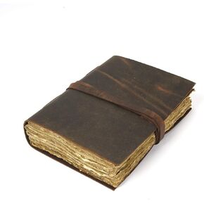 RusticVintage Leather Drawing Journal Daily Travel Diary, Antique Handmade Vintage Bound Rustic Writing Notebook, Genuine Leather- Quality Unlined/Blank Cream Paper, Art Sketchbook, 7x10 Inches-Brown