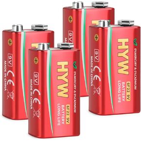 10 Pack 9 Volt Alkaline Batteries, Long-Lasting 9V Battery for Smoke Detector, Guitar Pedals