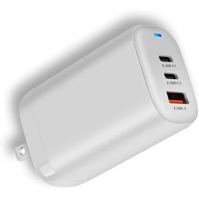 65W USB C Charger Fast Charging for iphone16 iphone 15, Compatible for Galaxy S24 ipad Tablet ,3 Port GaN Compact Foldable Wall Adapter,Dual C Chargers
