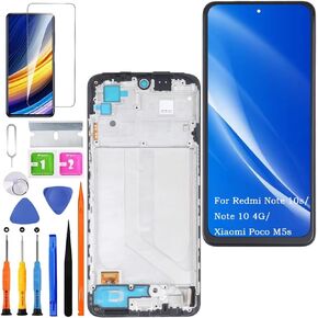 Screen Replacement for Xiaomi Redmi Note 10s / Note 10 4G TFT, for Xiaomi Poco M5s LCD Touch Panel Display Digitizer Assembly Repair Parts with Kit（Black with Frame）