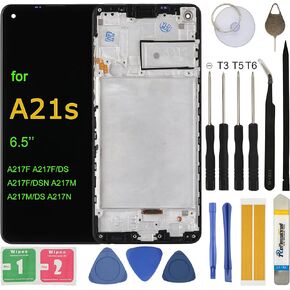 LCD Screen Replacement for Samsung Galaxy A21S A217 SM-A217M/DS 6.5" Assembly LCD Display Touch Screen Digitizer with Tools Adhesive Frame
