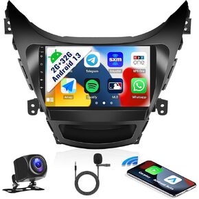 SIXWIN 2G+32G Android 13 Car Radio for Hyundai Elantra 2011 2012 2013 with Carplay Android Auto Mirror Link 26UI Bluetooth 9 inch Touchscreen with GPS Navigation WiFi EQ FM Backup Camera MIC
