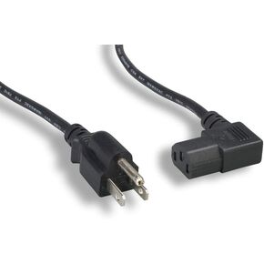 10' North American Power Cord, NEMA 5-15P and IEC-60320-C13 Right Angle, Black (ZADA15PC-10)