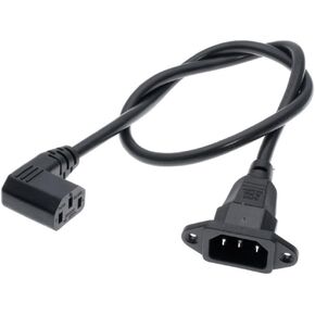 ZYAMY C13 to C14 Panel Mount Power Cord 90 Degree IEC320 1.9ft Female to Male Chassis Power Extension Cord Power Plug Converter for Monitor Computer TV Printer Scanner Adapter