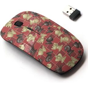 2.4G Wireless Mouse with Cute Pattern Design for All Laptops and Desktops with Nano Receiver - Chess Pieces