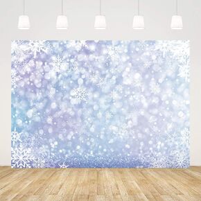 Ticuenicoa 7x5ft Winter Wonderland Photography Backdrop Christmas Blue Pink Glitter Bokeh Ice Frozen Snowflakes Background Merry Christmas Happy New Year Newborn Baby Shower Birthday Party Decor