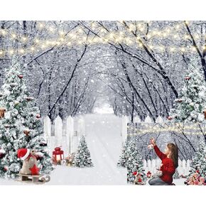 Winter Christmas Backdrop 10x8ft Merry Christmas Photo Backdrop for Photography Window Xmas Tree Gift Background Christmas Party Backdrop Decoration Kids Adults Family Xmas Eve Party Props
