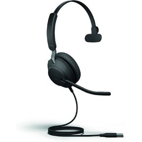 Jabra Evolve2 40 PC Headset - Noise Cancelling UC Certified Mono Headphones with 3-Microphone Call Technology - USB-A Cable - Black