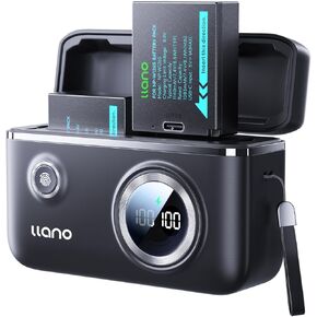 llano Dual Battery Charger + 2 NP-W126S Batteries with USB-C Input for Fuji X-T100, X-T200, X100F, X100V, X100VI, X-S10, X-A5, X-A10, X-E4, X-Pro2, X-Pro3, X-T1, X-T2, X-T3, X-T10, X-T20, X-T30 II