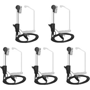 Two Way Radio Acoustic Tube Earpiece with Mic 2 Pin PTT Walkie Talkies Headset for Baofeng UV-5R Series BF-888S Retevis H-777 TW-325（5 Packs）