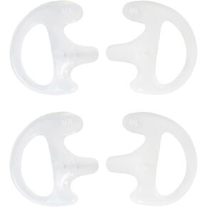 UAYESOK Replacement Ear Mold Universal Soft Silicone Ear Buds, Open Ear Insert Earmold for Two Way Radio Acoustic Tube Earpiece(2 Pairs, White, Medium Size)