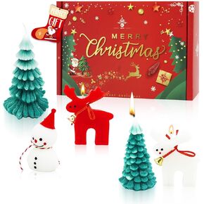 Christmas Scented Candles Gifts Set | 100% Soy Wax Aromatherapy Candles for Home Scented, 5 Pack Xmas Candles Scents Home Party Dinner Decorations, Christmas Gift for Women Men, w/Tray