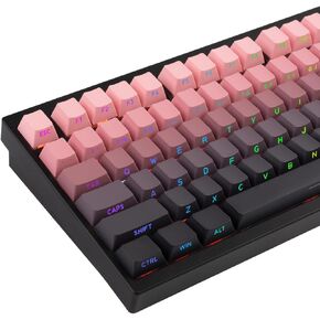 133 Keys Black and Pink PBT Keycaps Set, Side Print Shine Through Keycaps Backlit, Custom Cherry Profile Keycaps for 61/64/68/84/87/96/98/100/104/108 ANSI/ISO Cherry Mx Mechanical Keyboard