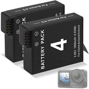 Osmo Action 3 4 5 Pro Battery Replacement for DJI Osmo Action 5 Pro Osmo Action 4 Action 3, 2 Pack 1800mAh Rechargeable Extreme Battery Sport Camera Accessories