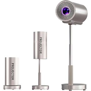 【2024 Newest】Video Projector with WiFi and Bluetooth, 1080P Outdoor Projector with 600 ANSI, Home Projector with Foldaway Stand, Portable Projector Compatible for IPhone/Android/Laptop/TV (White)