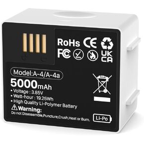 حزمة واحدة من بطارية بديلة لـ Arlo pro 4، 2024 بطارية ليثيوم عالية السعة 5000 مللي أمبير في الساعة، متوافقة مع كاميرا Arlo Pro 5/5S 2K/Arlo Pro 3/Pro 4/Ultra/Ultra 2 in Kuwait