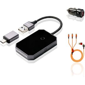 Wireless Carplay Adapter 2024 for Apple iPhone and for Android Auto Bluetooth - Best Mini Adapter - Smart Dongle - Wire to Wireless - Plug and Play Carplay