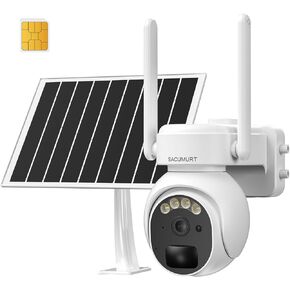 4G LTE Cellular Security Camera Outdoor, No WiFi Security Camera, 2K 360° View Wireless Camera No Internet Needed, Color Night Vision, PIR Motion Sensor, Phone App Alert, 2 Way Talk, Built in SIM Card