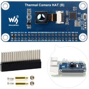 Waveshare Long-Wave IR Thermal Imaging Camera HAT (B), Compatible with Raspberry Pi 5/4B/3B/Zero/Zero W/Zero 2W/Pico/Pico W/Pico WH, 45° FOV IR Camera, 80×62 Pixels, Standard 40PIN GPIO Header