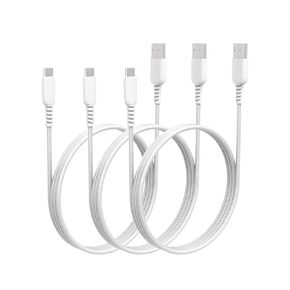 USB C Cable [3Ft 3Pack], 60W 3A Fast Charging PVC Nylon Braided USB to USB C Cable, Compatible with iPhone 15/15 Pro/15 Pro Max/Samsung Galaxy S24/S23/S22/S21/S20/S10/S9/S8/Note 20 - White
