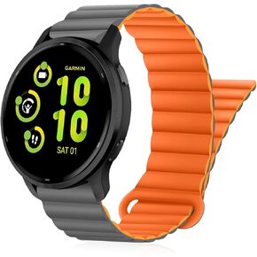 Watch Bands Compatible with Garmin Vivoactive 5/ Vivoactive 3,Garmin Venu 2 Plus/ Venu Sq/ Venu Watch Bands Women Men,20mm Double Sided Silicone Magnetic Watch Band Soft Sport Strap for Garmin Forerunner 645/ 245 Music Smart Watch
