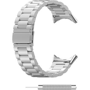 Band intended for Pixel Watch 3 45mm (Not 41mm) Accessories Band Adjustable Stainless Steel Metal Wristband Compatible with Google Pixel Watch 3 45mm (Silver)