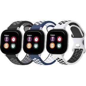 Meliya 3-Pack Silicone Bands Compatible with Gizmo Watch 3 2 1/Gabb Watch 3 2 1/SyncUP Watch,Cosmo JrTrack 3/2 SE/2/JrTrack Band for Kids, 20mm Soft Breathable Waterproof Watch Band for Boys Girls