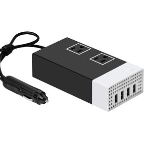 200 W（400 Peak） Power Inverter 12V to 110V Car Plug Adapter Outlet Converter with 4 USB 2 AC Outlets Car Charger for Laptop Computer, Phone，Road Trip Camping Essentials