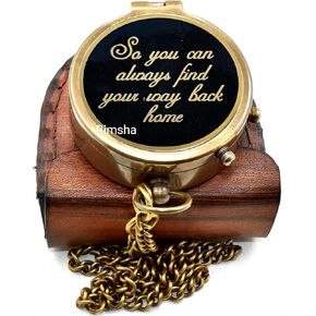 Rimsha Pocket Compass for Hiking, Survival Antique “So You Can Always Find Your Way Back Home" Engraved Camping Pocket Compass Nautical Compass Vintage Navigation Outdoor Compass, 2x2x1 Inch