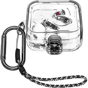 Geiomoo TPU Protective Case for Nothing Ear 2, Soft Cover with Carabiner (Clear)