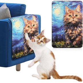 Nuanchu 3 In1 Cat Scratch Mat 23.6 x 15.7'' Cat Scratcher Mat Wall Mounted, Sisal Scratching Pad with Adhesive Tape for Carpet Couch Furniture with Lock Edges, Anti-Slip Cat Scratching Rug