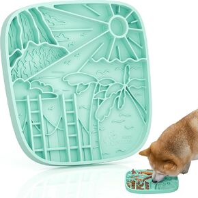 Silicone Lick Mat for Dogs,Rich and Innovative Textured Dog Food Mat,Slow Feeder Dog Mat for All Breed Dogs, Ideal Size to Hold 3 Cups of Variety Food,Dishwasher and Microwave Safe,Green