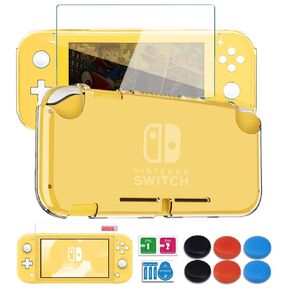 Switch Lite Case for Nintendo Switch Lite, Protective Case with Switch Lite Tempered Glass Screen Protector and Thumb Grips Caps Shock-Absorbent Soft TPU Cover Slim Shell Switch Lite Accessories (Clear)