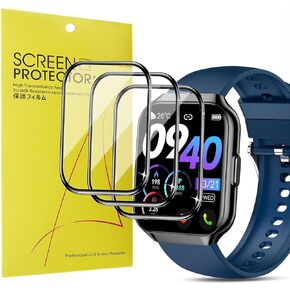 Compatible for QCOQ P98 Smart Watch Screen Protector, Lamshaw [3 Pack] 3D Full Coverage PET Soft Screen Protector Film Compatible for QCOQ 1.96" P98 Smart Watch, CASCHO P98 Smart Watch, P98 Smart Watch (3 Pack)