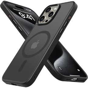 for iPhone 15 ProMax Case - Black Titanium Designed for iPhone 15 Pro Max Case 6.7", Military Grade Drop Tested, Compatible with MagSafe, Strong Magnetic Cases, Ultra Thin, Shockproof