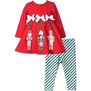 Bonnie Jean Christmas Holiday Hanging Ornaments Legging Set for Infant, Toddler, and Little Girls