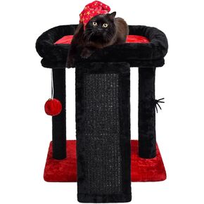 SYANDLVY Small Cat Scratcher Post for Indoor Cats, Cat Scratching Board, 2 Dangling Balls Great for Kittens (Light Grey)