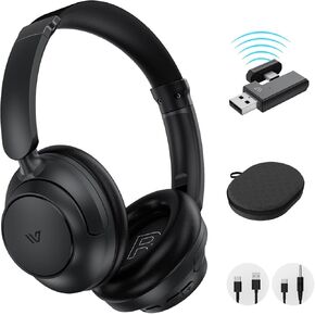 Tour Hybrid Active Noise Cancelling Headphones with Dongle, Wireless Over Ear Bluetooth Headphones, Bluetooth 5.4 Wired Headset with Mic, 80H Playtime Storeage Bag for Smartphone PC (Black)